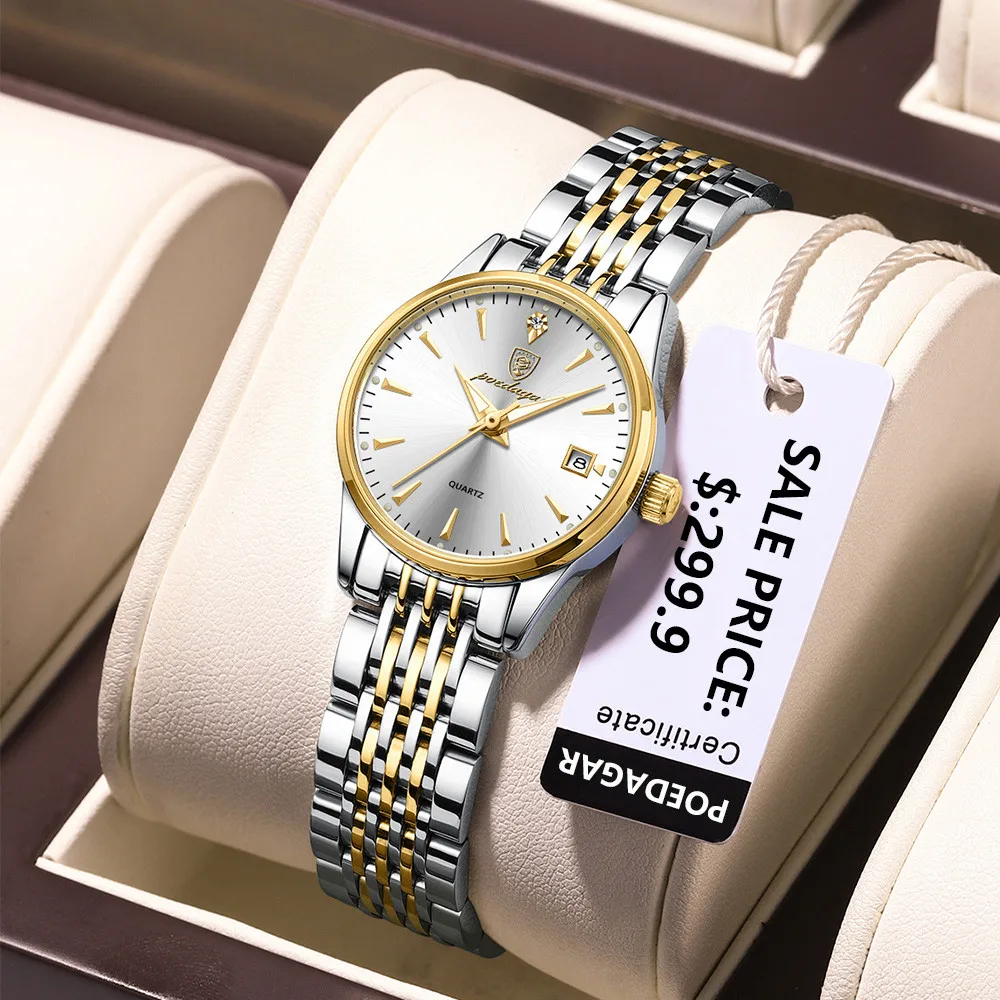 Watch for Women Luxury Quartz Women's Watches Fashion Business High Quality Push Button Hidden Clasp Women Wristwatch Girlfriend