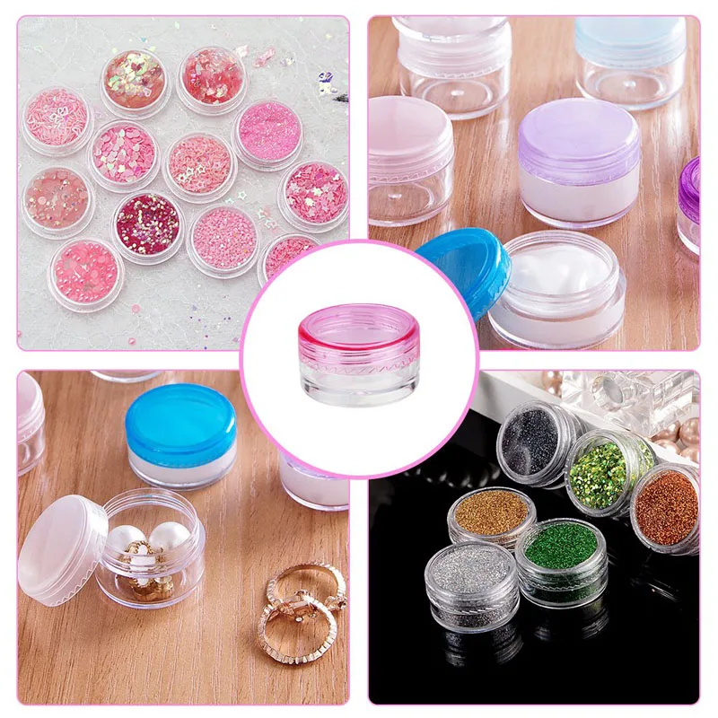 10PCS Empty 2g - 20g Travel Small Colorful Covers Clear Plastic Cosmetic Pot Jars With Lids For Face Cream Lip Balm Containers images - 6