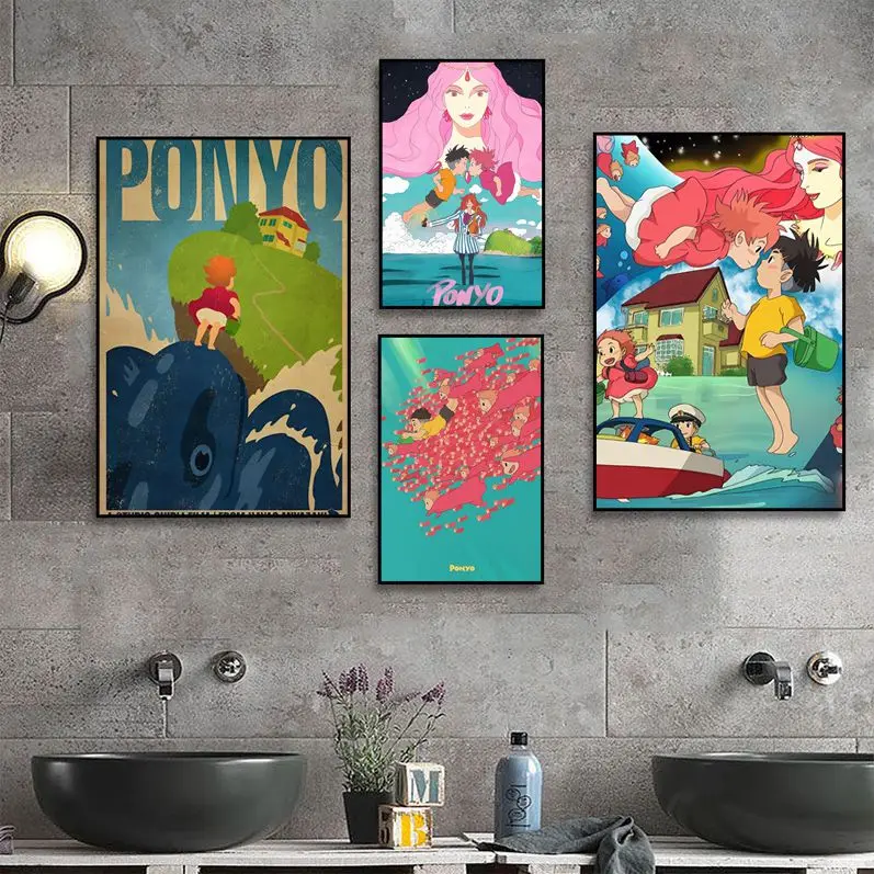 

Ponyo On The Cliff Hayao Miyazaki Good Quality Prints And Posters Whitepaper Sticker DIY Room Cafe Aesthetic Art Wall Painting