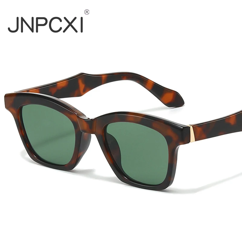 Фото Солнцезащитные очки JNPCXI Fashion Square: роскошные женские и мужские дизайнерские очки в стиле ретро с леопардовым принтом, синие, трендовые, с защитой UV400 №1