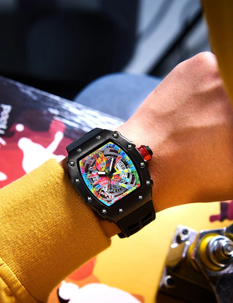 Luxury Military Watches Men Hip Hop Sports Man Watch Male Silicone Rubber Strap Tonneau Clock NEW Reloj Hombre Relogio Masculino