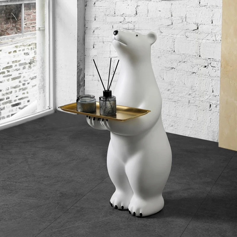 

Creative welcome polar bear large floor decoration living room sofa side several trays of home soft decorations
