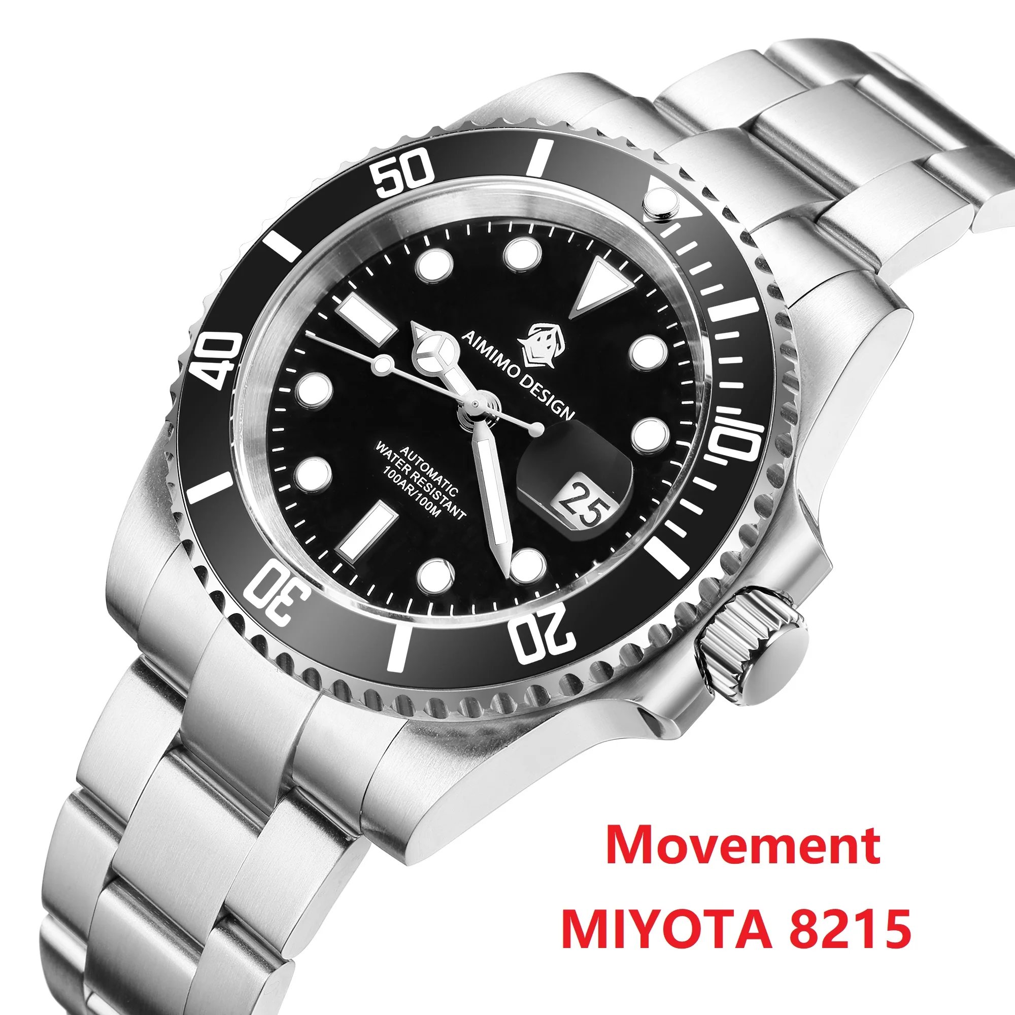 

AIMIMO DESIGN AD 8165 Men`s Watch Automatic Movt MIYOTA-8215 Mechanical Watches Men 316L Sapphire Clock 100M Diver Watches Men