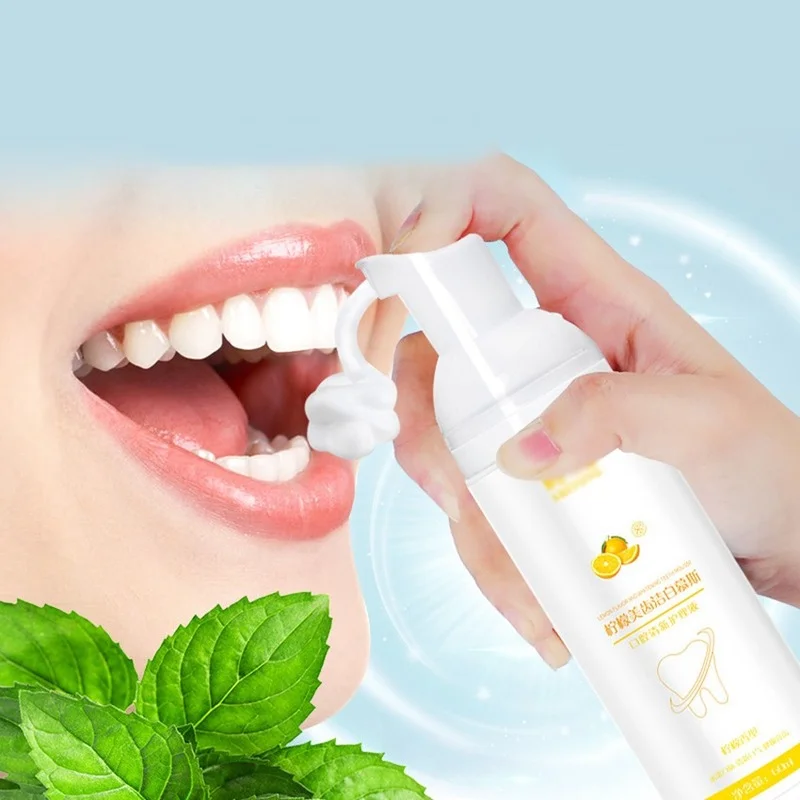 

60ml toothpaste mousse lemon-flavored foam toothpaste fresh breath dazzling white teeth oral spray