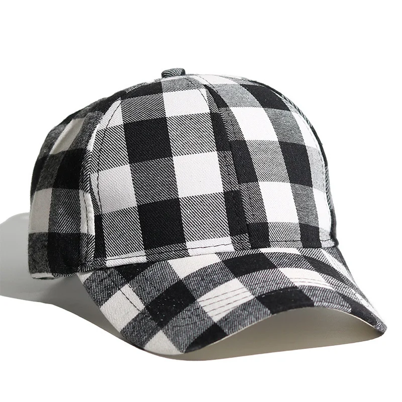 Классические Хлопковые бейсболки в клетку с принтом красно-черная клетчатая
