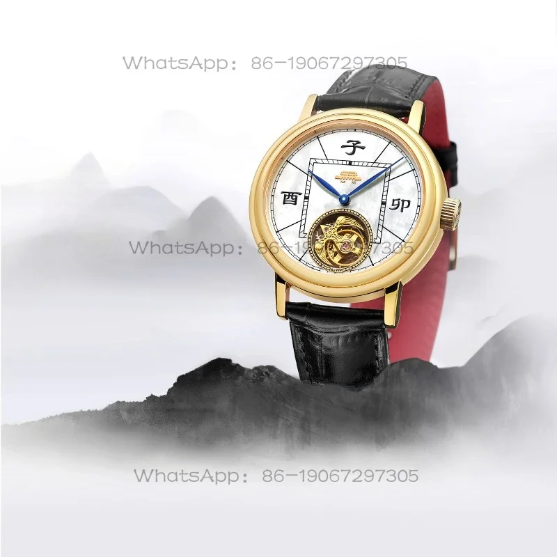 Фото Мужские механические часы Hanfeng Tourbillon с ручным заводом, золотые, футбольная тематика №1