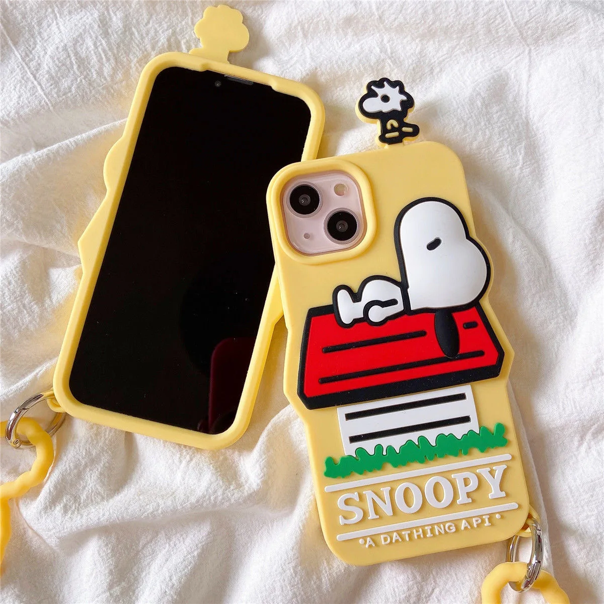 

3D Snoopy with bracelet Phone Cases For iPhone 13 12 11 Pro Max XR XS MAX X Back Cover