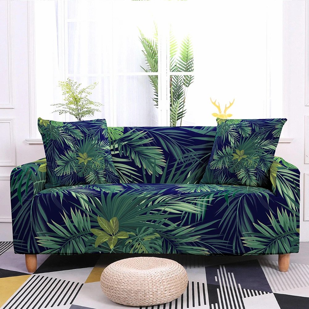 

Plant Themed Tropical Leaf Pattern Elastic 3 Seat Sofa Cover for Living Room One-piece Removable Furniture Protector Home Decor