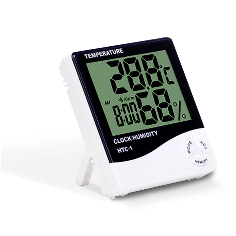 htc 1 lcd electronic digital temperature humidity meter thermometer hygrometer indoor outdoor weather station clock free global shipping