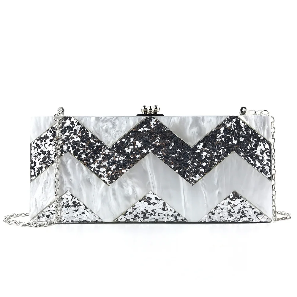 

Dinner Bag Geometric Stitching Acrylic Clutch Bag for Women