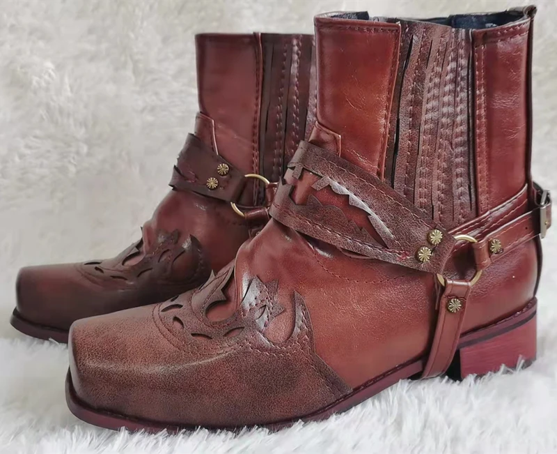 Мужские ботинки с цветочной вышивкой черные ботильоны в стиле ретро зимняя обувь