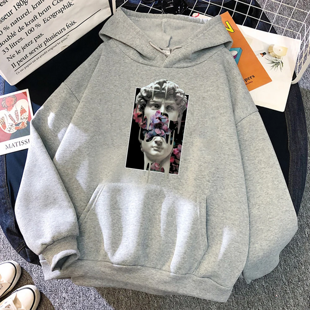 

Womans Hoodie Cracked David Head Print Long-sleeved Females O-neck Popular Oversize Top Soft Sports Funny 2022 New Lady Jacket