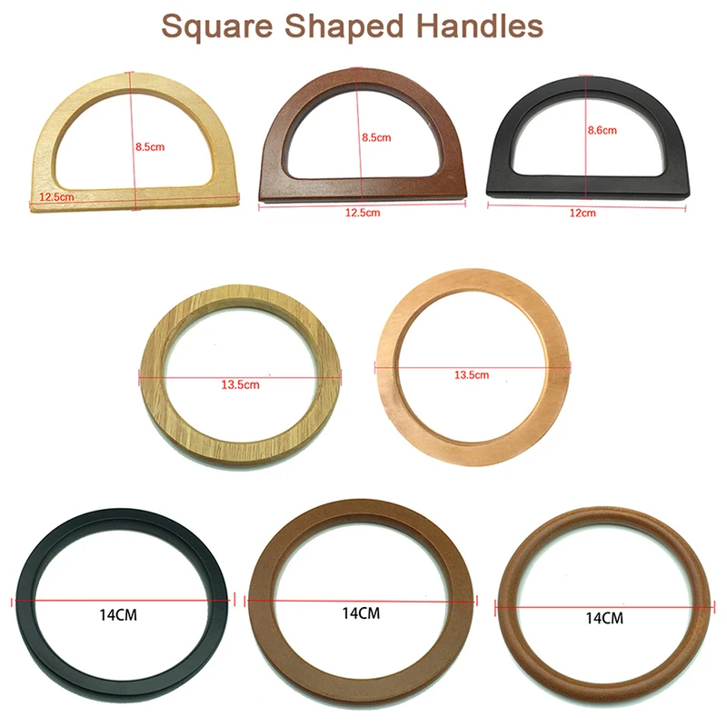 

Solid Wood Handle Replacement Handmade Woven Bag Purse Handbag Bag Handles Ring Portable Bag DIY Bag Parts Accessories