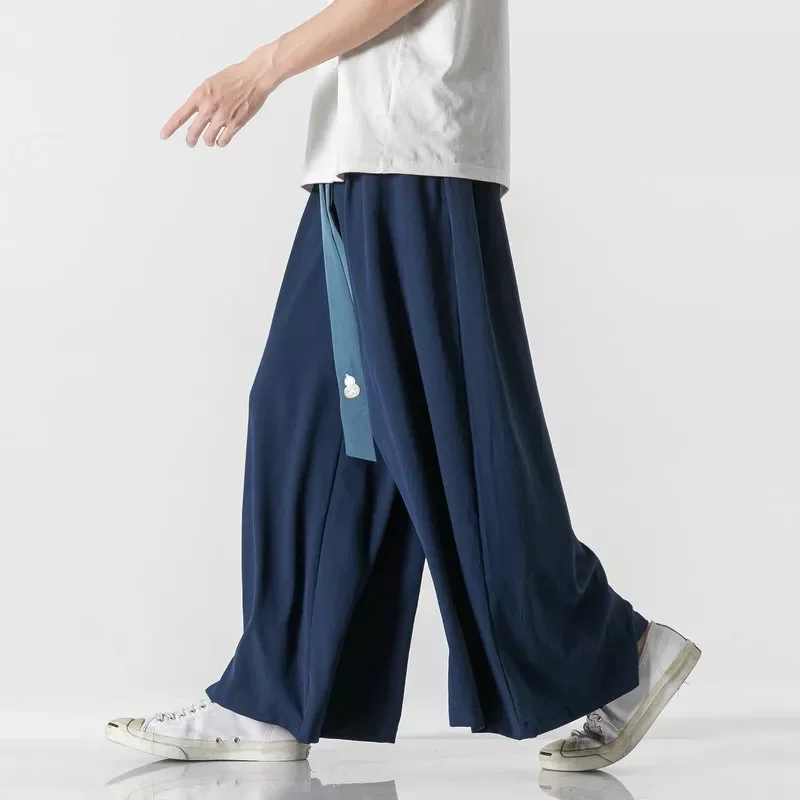 

Trousers Casual Vintage Wide Leg Pants Male 2022 Loose Straight Woman Jogging Pants Baggy 5XL Style Cotton Linen Men's