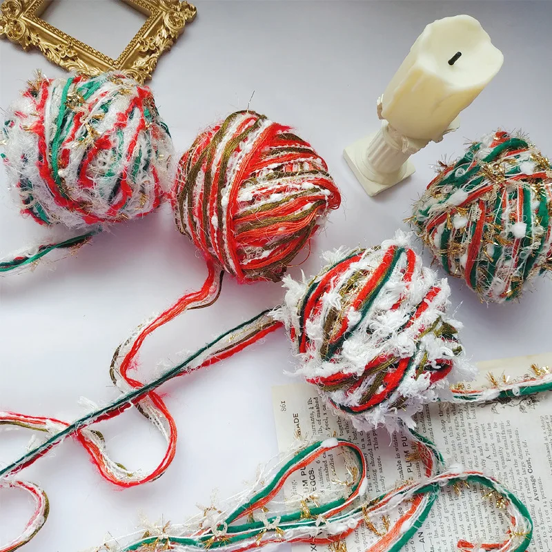 

Christmas Specialty Yarn Hand Mixed Thread DIY Tassel Hand Ledger Decor Hand Made yarn crochet Woven Wool Bag Thread Material