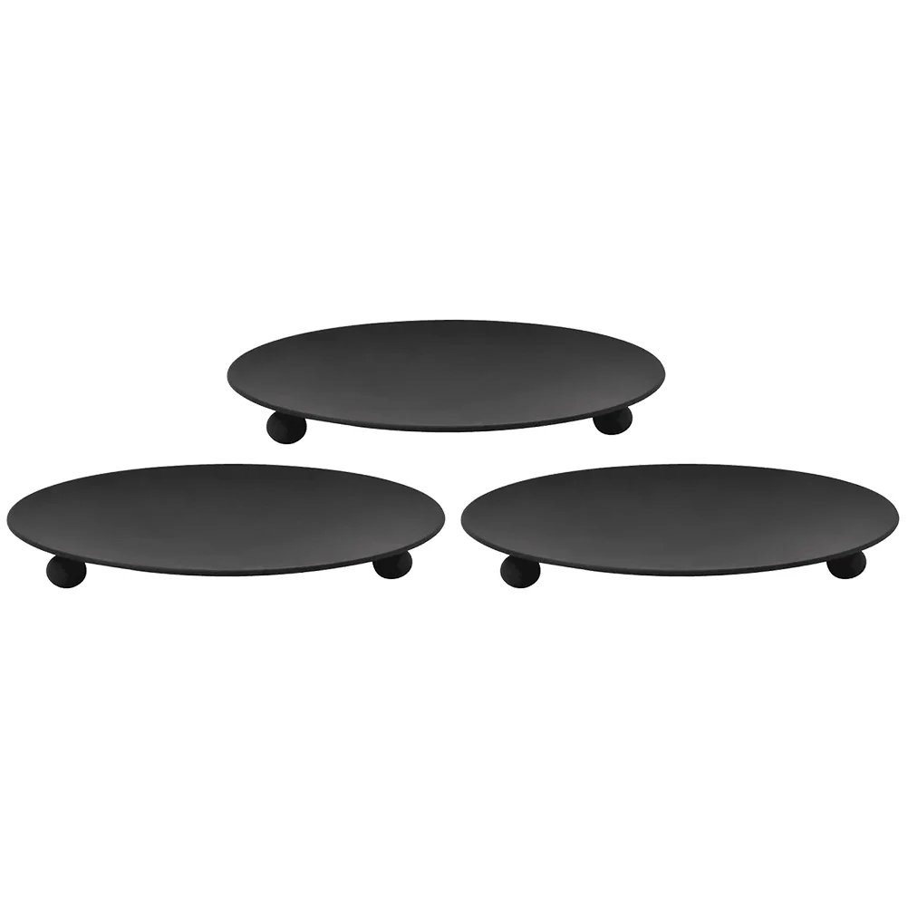 

Holder Plate Iron Pillar Stand Tray Candlestick Holdersfor Plates Metal Black Wax Tealight Decorative Rustic Votive Centerpiece