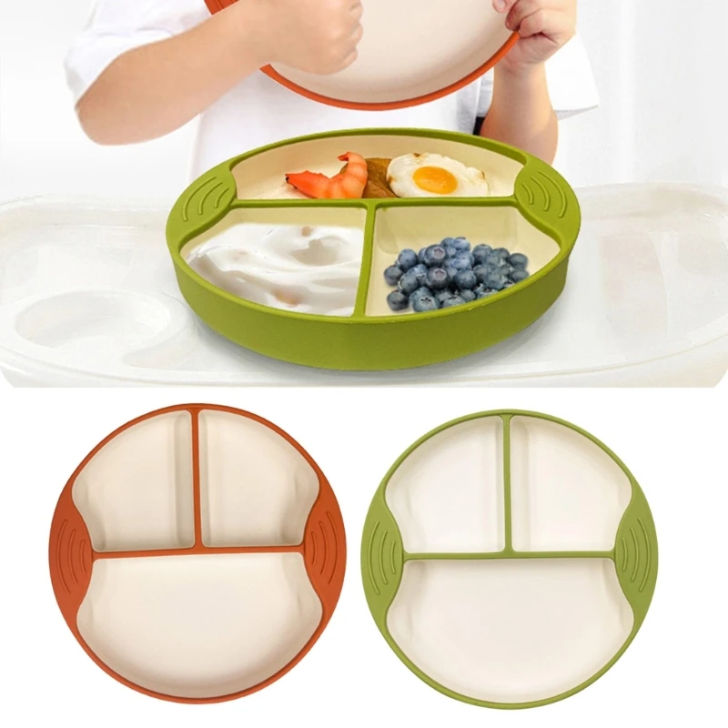 

Upgraded Stay Put Divided Feeding Weaning Plate Unbreakable Portable Non-Slip