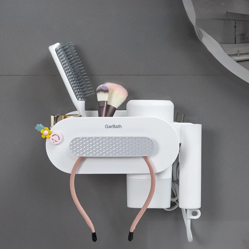 

Hot New Style Hands Free Hair Dryer Holder Storage Box Curling Iron Shelf for Bath Organizer Rack Bathroom Accessories Set Home