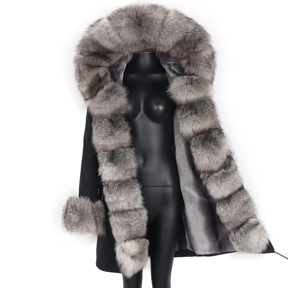 2022 New Waterproof Detachable Warm Long Parka Winter Jacket Women Real Fur Coat Natural Fox Fur Collar Hood Warm Streetwear