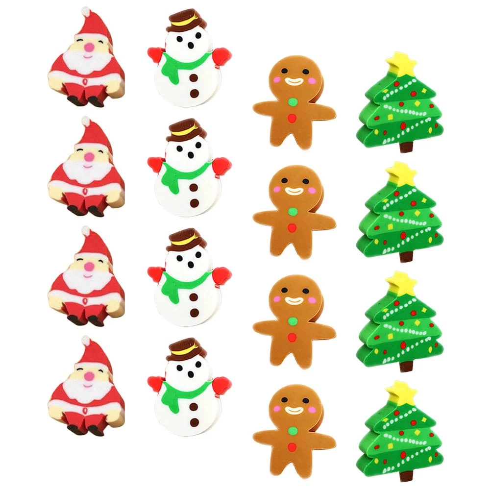 

Erasers Christmas Eraser Kids Filler Tree Puzzle Snowman Santa Man Goodie Gingerbread Claus Holiday Students Child Stocking Mini
