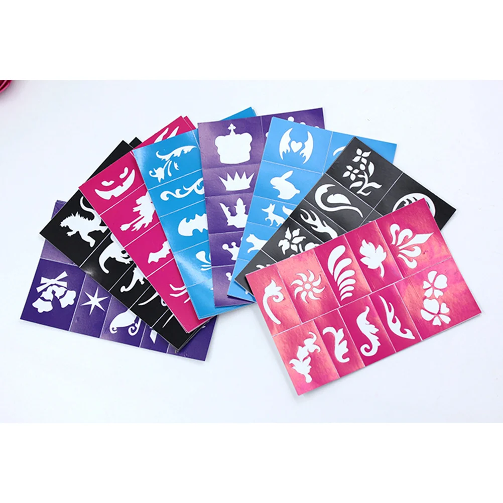 

10pcs 12x8cm Mixed Patterns Self-adhesive Reusable Stencils Templates For Airbrush Spray Face Glitter Tattoos