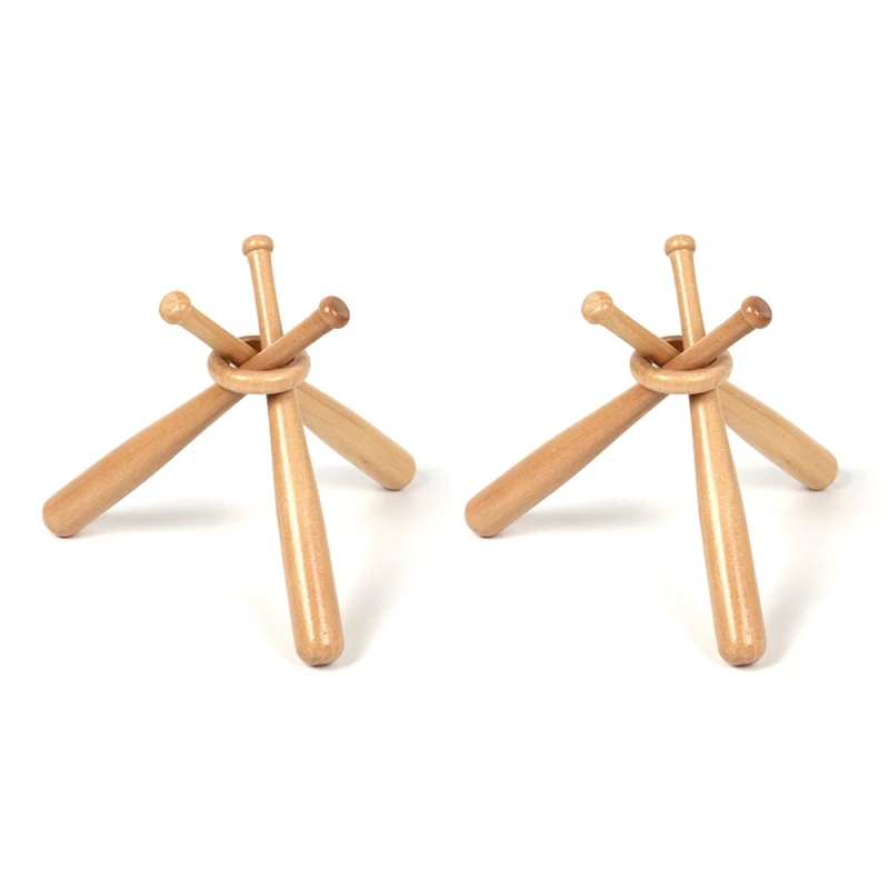 

2 Pcs Baseball Golf Tennis Ball Display Stand Souvenir Ball Wood Holder Support