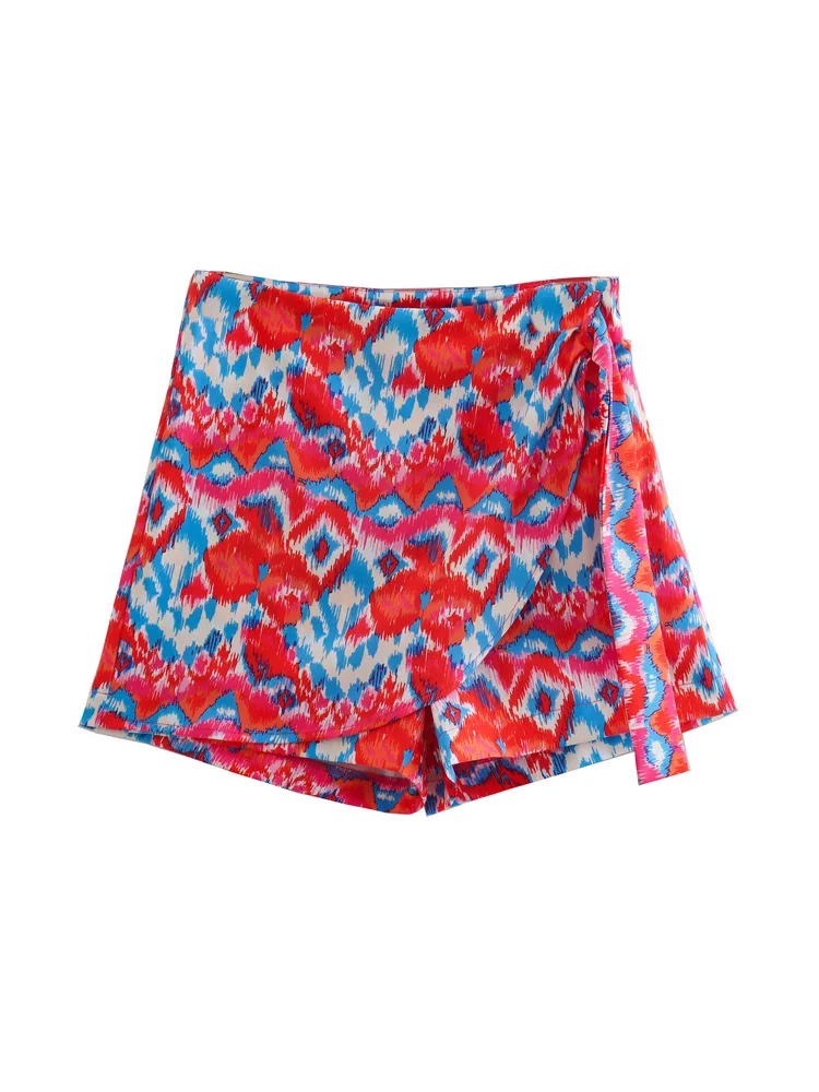 

Юбка-шорты женская с завышенной талией и молнией спереди