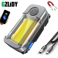 cob work light powerful xpg led flashlight stepless dimming usb rechargeable camping lantern with magnet waterproof repair torch