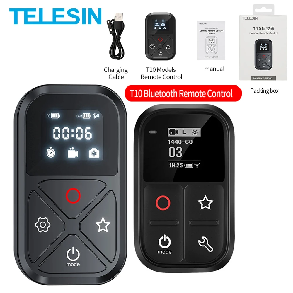 TELESIN T10 Новый 80 м Bluetooth пульт дистанционного управления для GOPRO 9 8 MAX