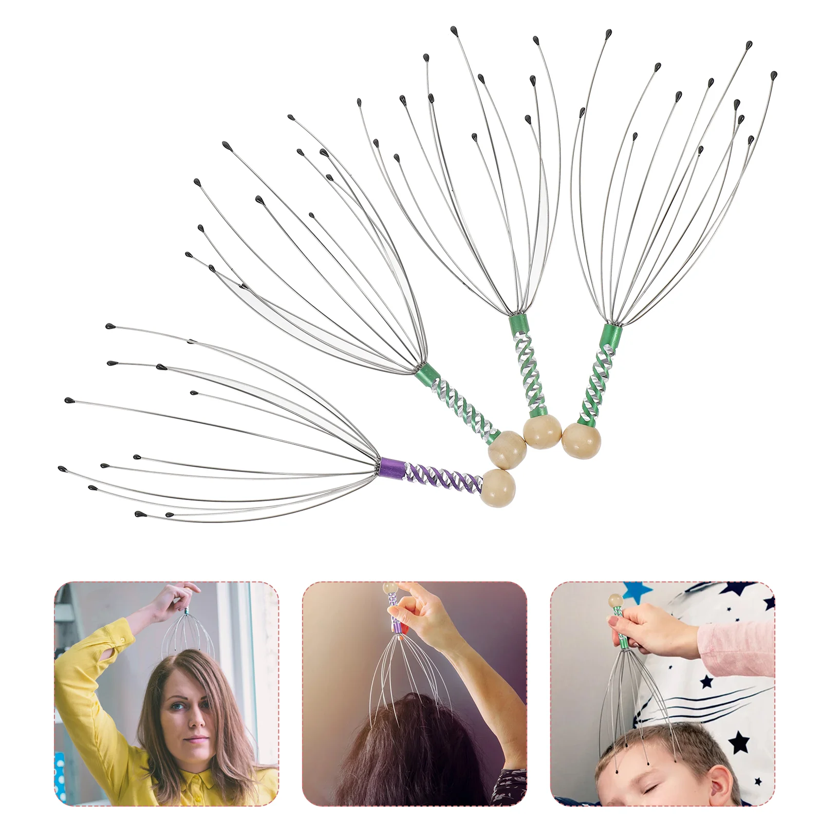 

Чесалка для головы, чесалка для волос, ручной инструмент из проволоки, стальной инструмент, глубокий осьминог, расслабляющая двойная расчес...