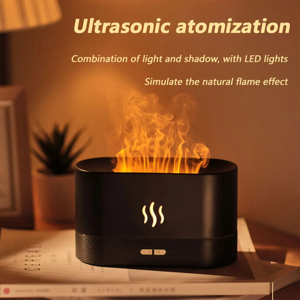

Portable USB Aroma Diffuser Air Humidifier Ultrasonic Cool Mist Maker Fogger Led Essential Oil Flame Lamp Difusor Air Freshener