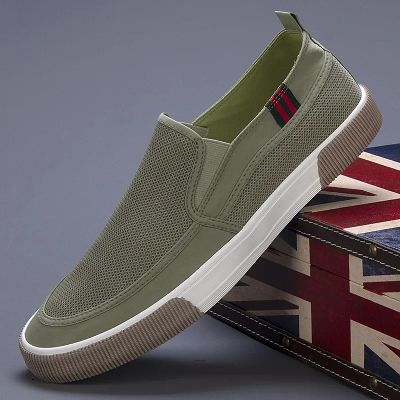 Лоферы Мужские без шнуровки дышащие мягкие запаха плоская подошва повседневная