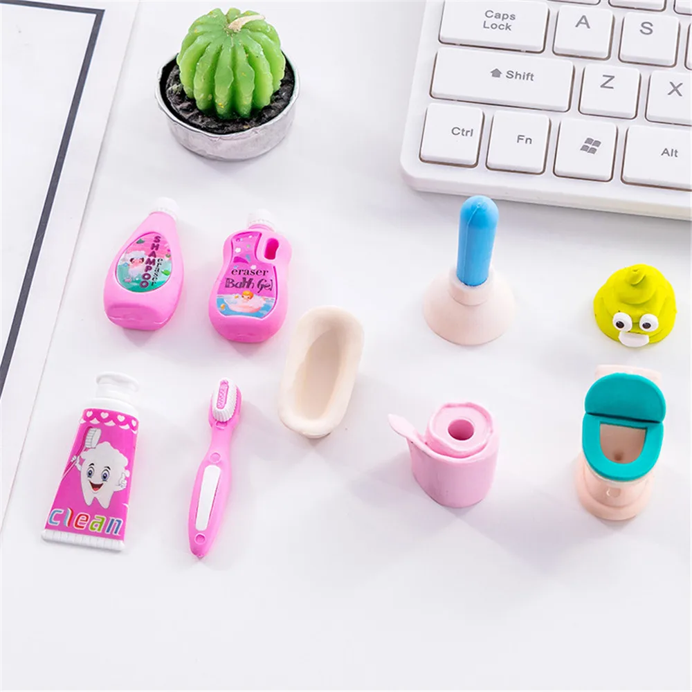 

4pcs/set Creative Bathroom Erasers for Pencil Office School Writing Corrective Supplies Correction Tool Kawaii Stationery