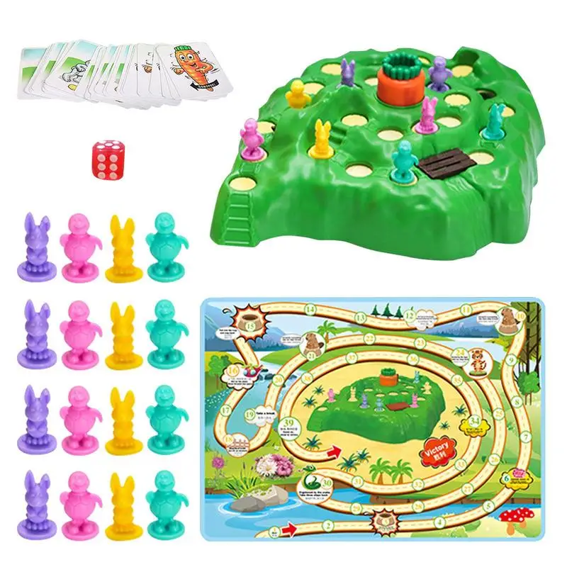 

Spinning Carrot Board Game Kids Rabbit Competition Trap Game Family Fun Chess Set Early Childhood Educational Toy Boy Girl Gift