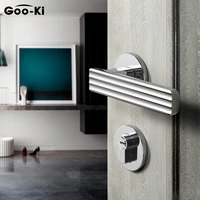 goo ki modern polished chrome door lock set aluminum alloy slient interior door lock handle gate lock furniture hardware
