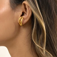 retro simple geometric metal personality stud earring female 2022 summer fashion creative gold u earrings girls jewelry