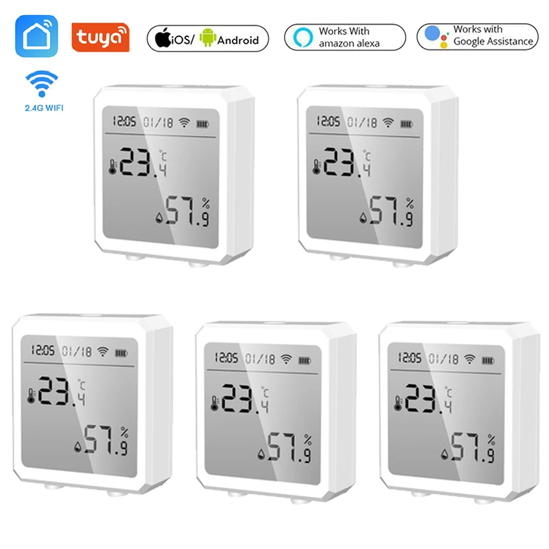 

Tuya WIFI Temperature and Humidity Sensor Indoor Hygrometer Thermometer Detector Support Alexa Google Home smart life