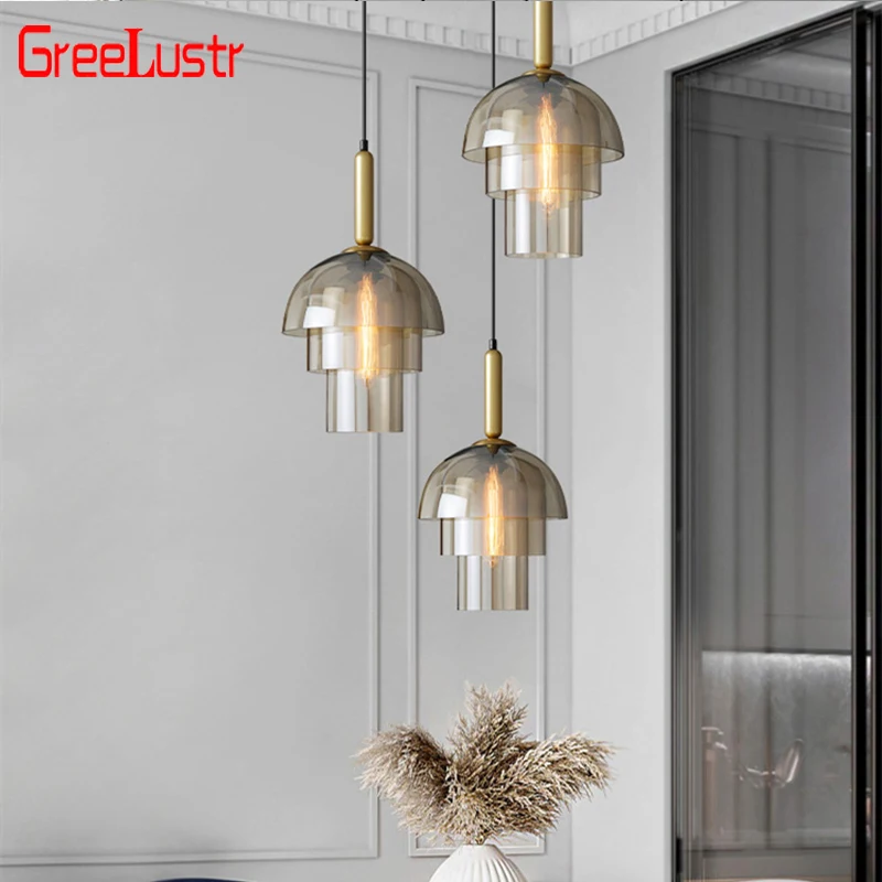 Modern Luxury Living Room Bedroom Pendant Lights Vintage Art Champagne Glass Wind Chime Chandelier Bedside Hanging Light Fixture