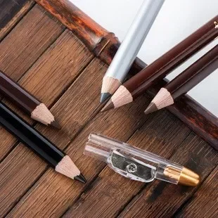 Фото Деревянный карандаш для бровей с заточкой ножа из натурального дерева, не размазывается, водонепроницаемый, устойчивый к поту, легко окрашивается, долговечная ручка для бровей №2