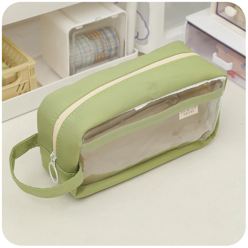 

Портативная сумка для макияжа для студентов, для взрослых, прозрачный карандаш, чехол для карандашей, органайзер большой емкости, простые ш...