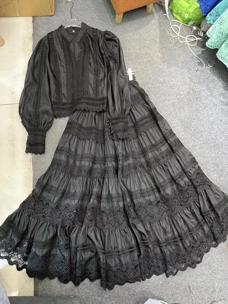 Весенняя женская новая кружевная рубашка с длинными рукавами в стиле ретро