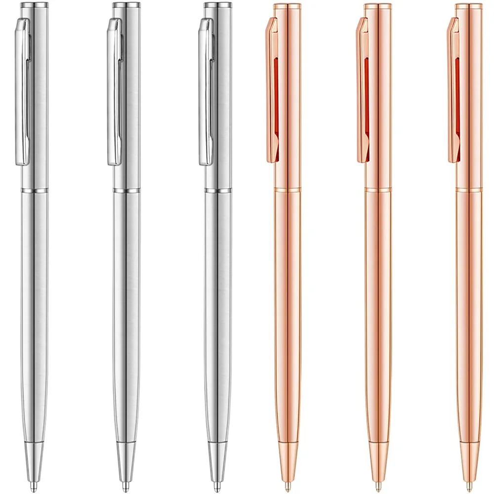 

50 Pcs Luxury Metallic Retractable Business Ballpoint Pens Rose Gold Nice Gift For Office Students Teachers Wedding Custom Logo