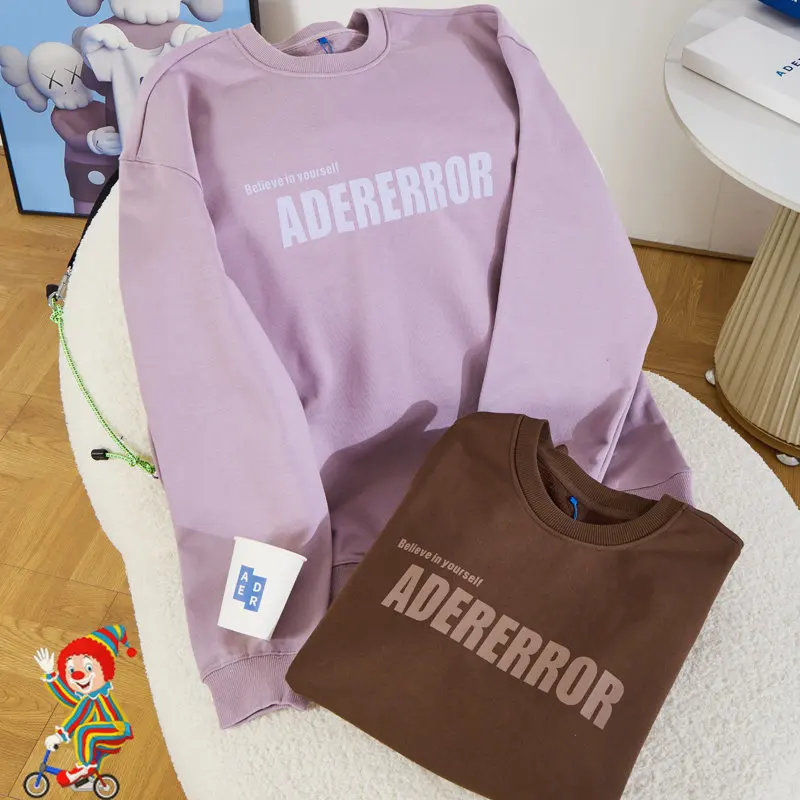 

Ader Error Lettering Pink Brown Sweatshirt Men Women Oversize Hoodie Sweatshirt