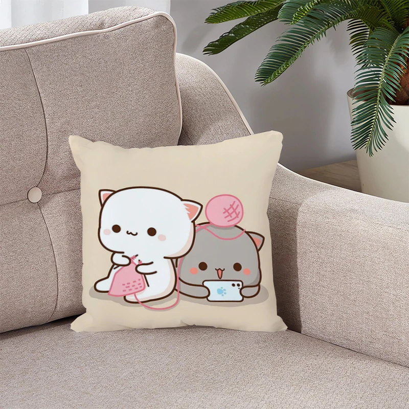 

Anime Pillow Covers Decorative Peach Mochi Cat Pillowcases for Pillows 45x45 Pillowcase Short Plush Cushion Cover 45*45 Cushions
