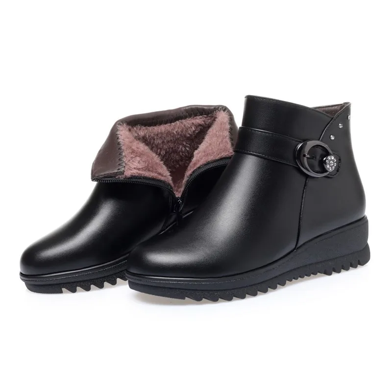 AIYUQI Women's Snow Boots Wool Warm 2023 New Flat Women Winter Boots Large Size 41 42 43 Mother Ankle Boots