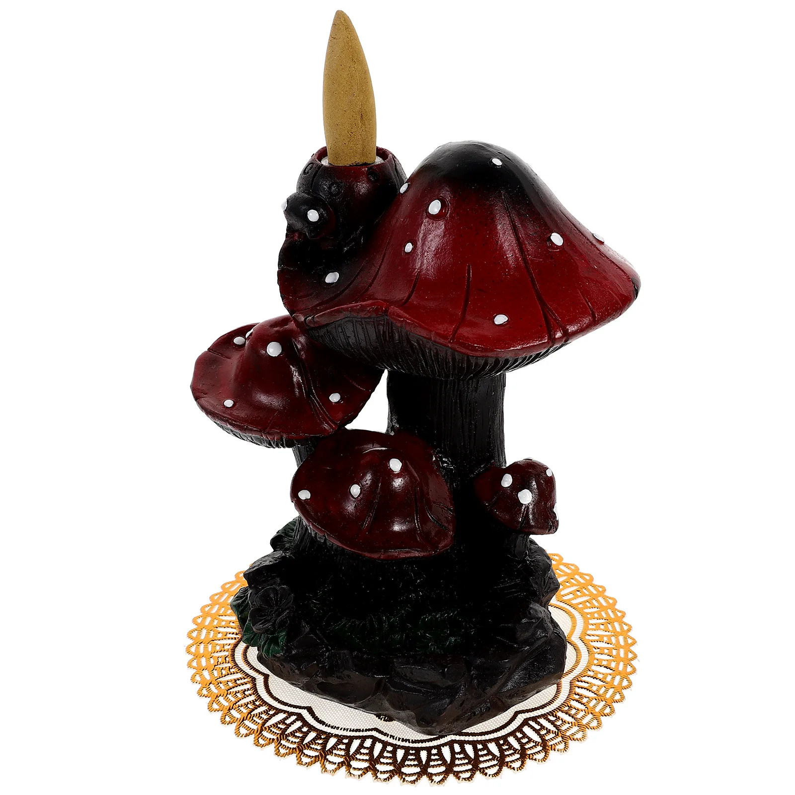

Resin Burner Mushroom Backflow Censer Chic Holder 9X8.8X13.5CM Portable