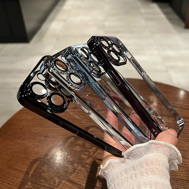 Роскошный силиконовый чехол с покрытием для iPhone 14 13 11 12 ProMax Plus защитой объектива и