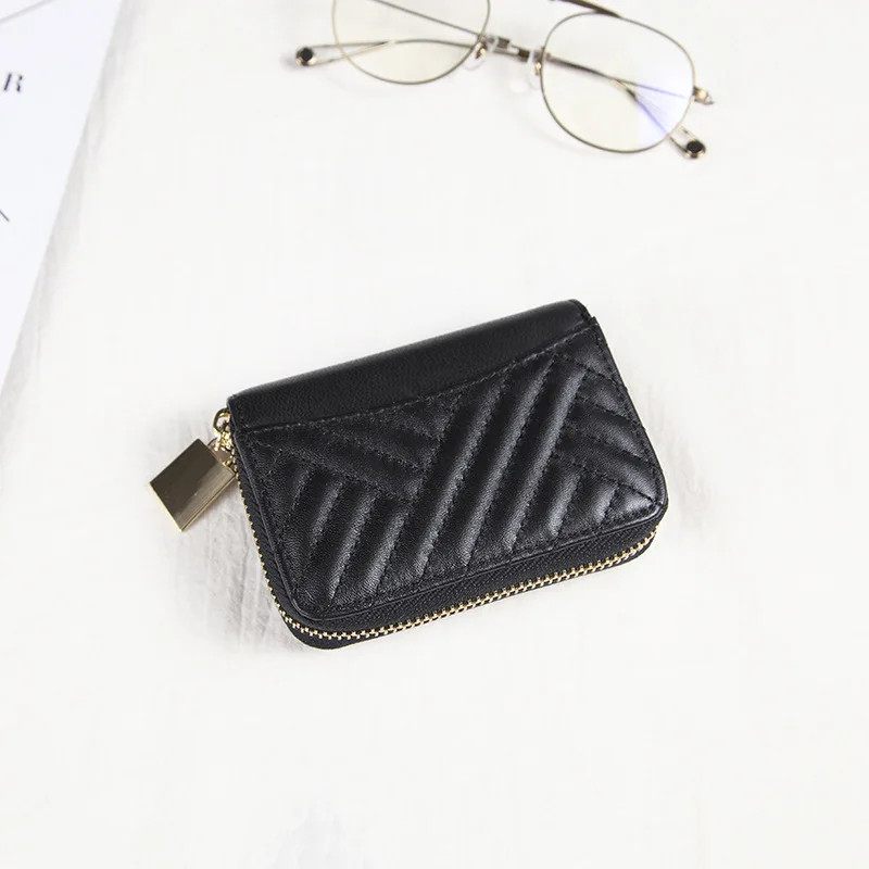 Women Wallets sheepskin Leather Female Purse Mini Zipper Solid Multi-Cards Holder Fashion Coin Short Wallets Slim Small Wallet images - 6