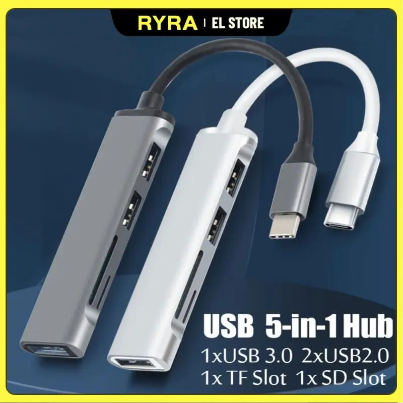 

USB-концентратор RYRA 5 в 1, Type-C 3,1, адаптер с кардридером SD/TF, PD, быстрая зарядка для MacBook, ноутбука, компьютера