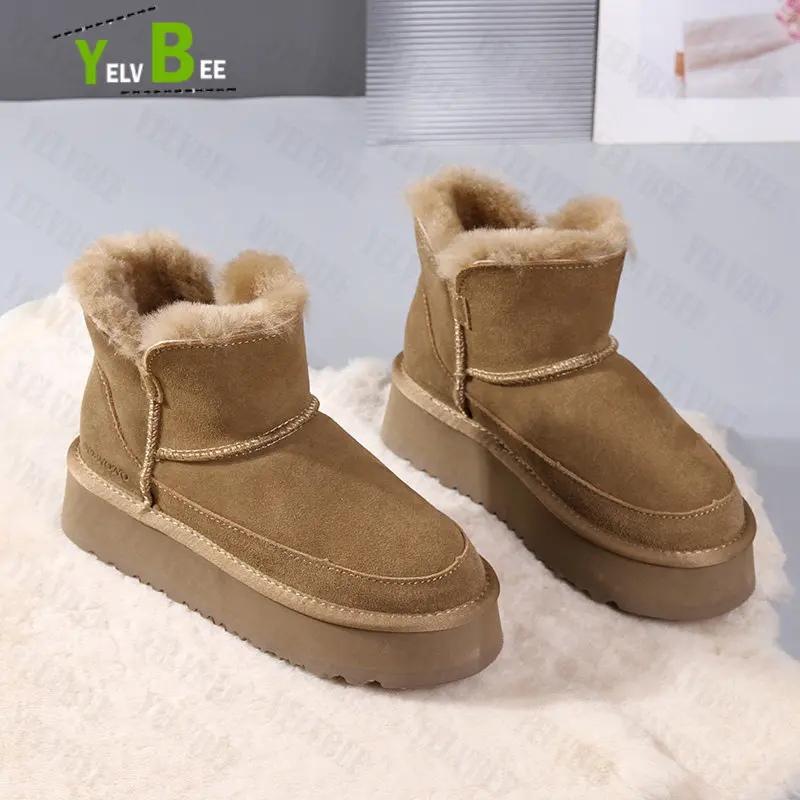 

Fur Warm Women Snow Boots Ankle Casual Plush Chelsea Cotton Shoes Winter New Platform Heels Sport Running Comfortable Boots